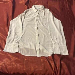 Acoa White Sheer Button-Down Shirt, Size Small, Women's Blouse